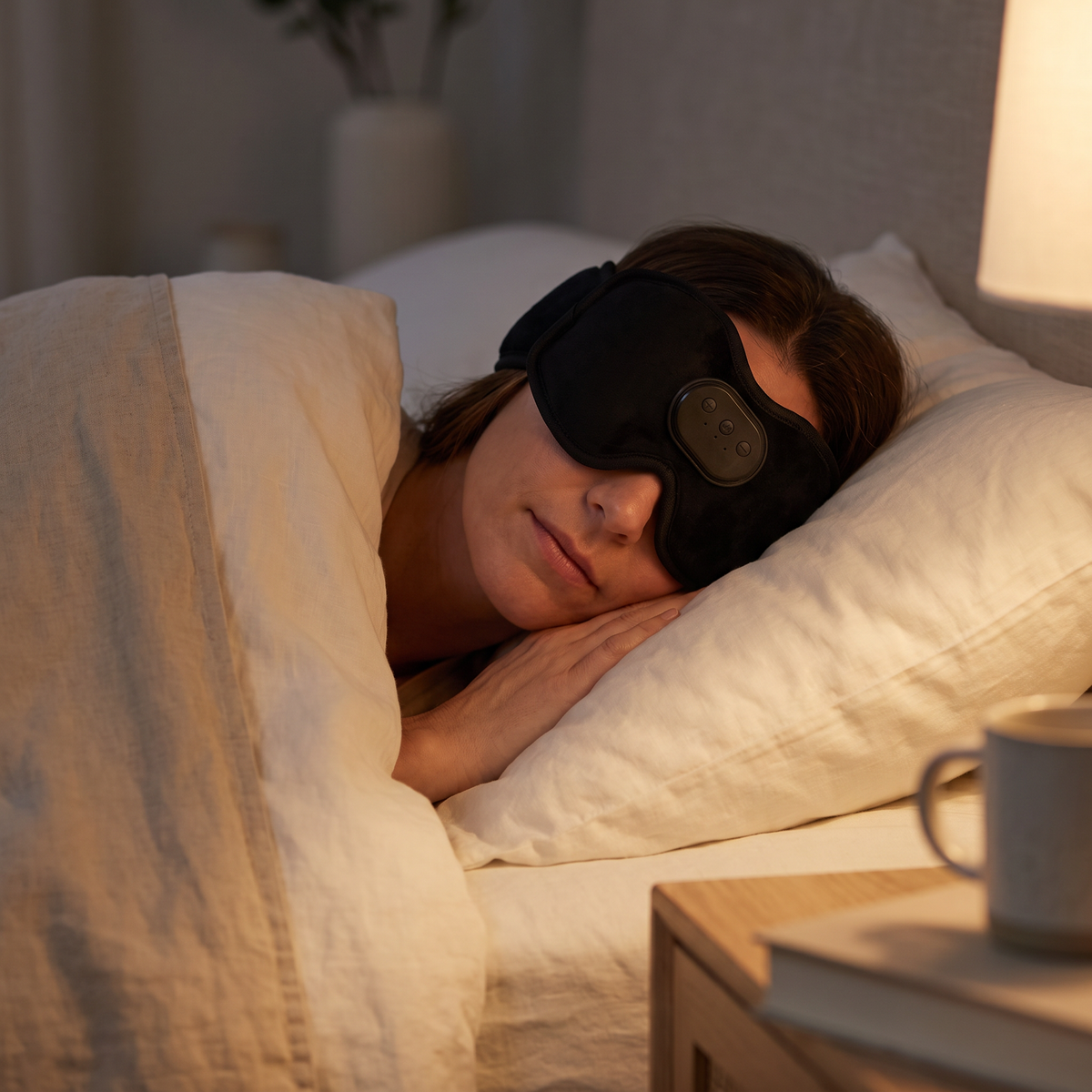 Une femme dort sur le côté avec le masque Dorlotte
